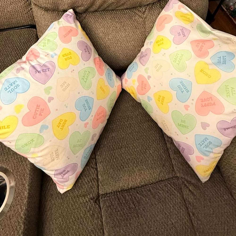 Two Heart Print Valentine Throw Pillows   18 X 18